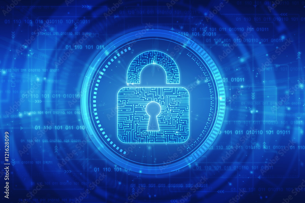Security concept: Lock on digital screen, contrast, 2d illustration Security concept: Lock on digital screen, contrast, 2d illustration