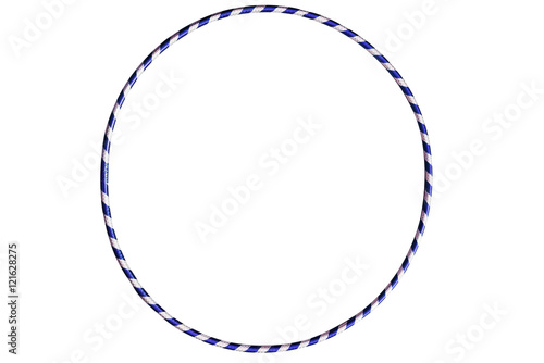 The hula Hoop blue with silver isolated on white background. Gymnastics, fitness, diet. Versatile exerciser for sports , fitness and ballet.