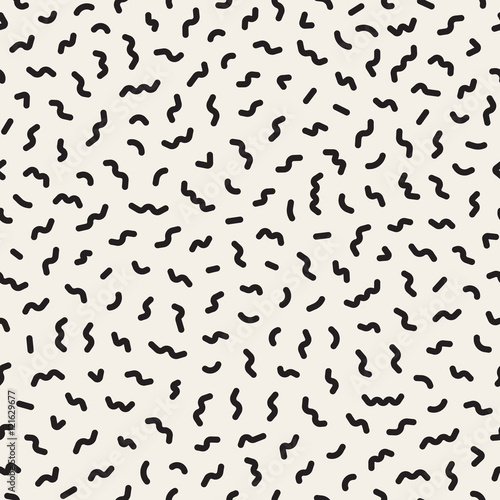 Vector Seamless Black And White Jumble Shapes Pattern