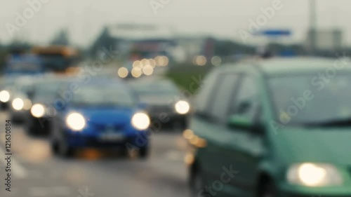 Wallpaper Mural Unfocused view on traffic jams in Vilnius, Lithuania, Blurred scene. Torontodigital.ca