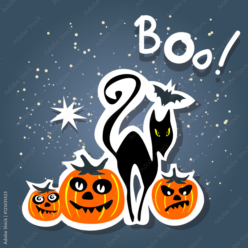 cartoon halloween black cat