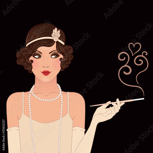 Flapper girl: Retro party invitation design.