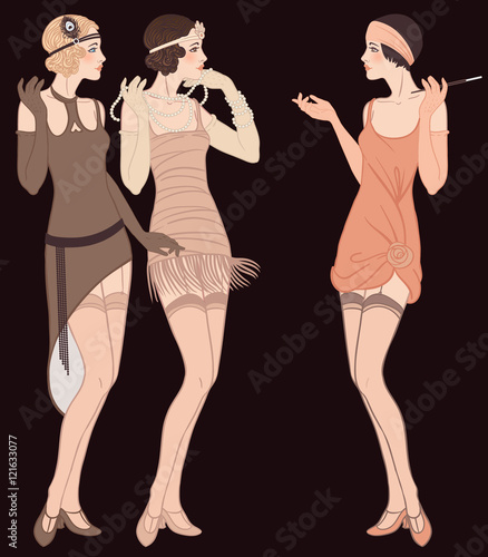 Flapper girl: Retro party invitation design.