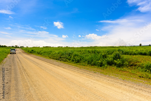 日本の草原の中の一本道stock Photo Adobe Stock