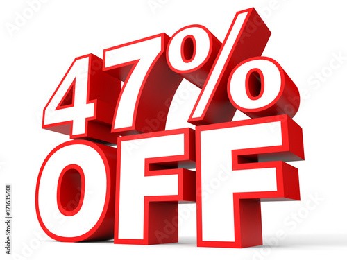 Discount 47 percent off. 3D illustration on white background.