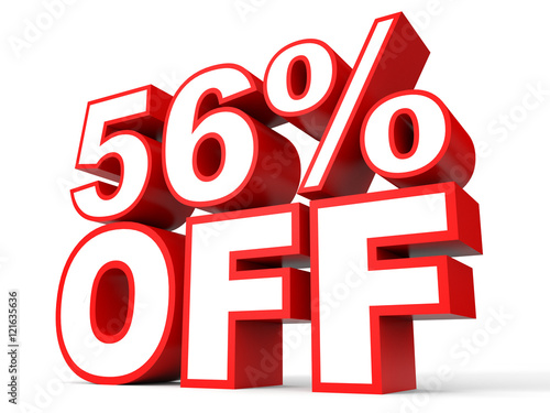 Discount 56 percent off. 3D illustration on white background.