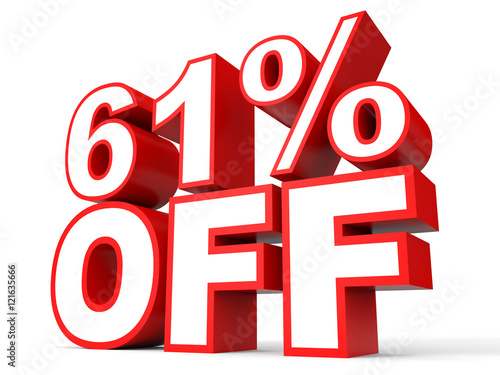 Discount 61 percent off. 3D illustration on white background.