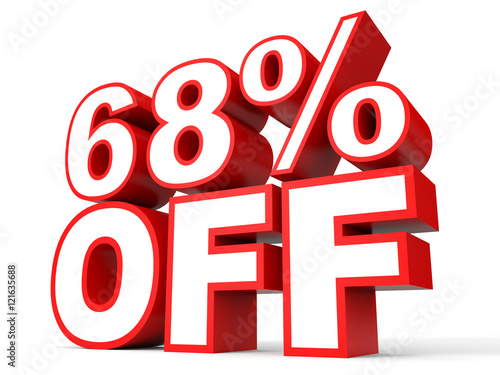 Discount 68 percent off. 3D illustration on white background.