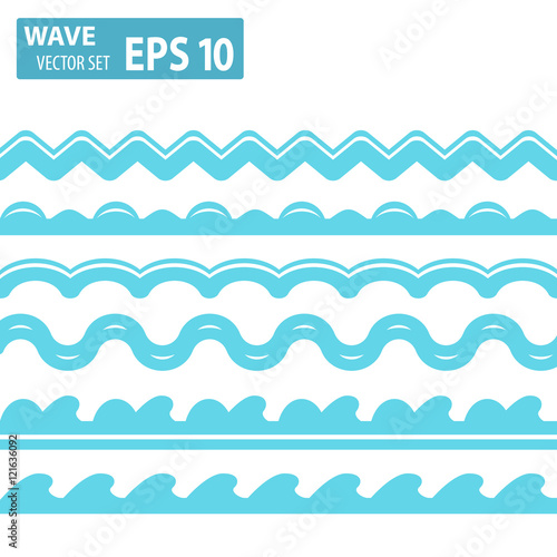 Vector blue wave icons set on white background © icmaker