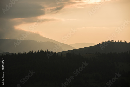 Wallpaper Mural Storm clouds over mountains and the forest Torontodigital.ca
