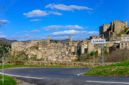 Sorano (Tuscany, Italy), is an ancient medieval hill town hanging from a tuff stone, in province of Grosseto.