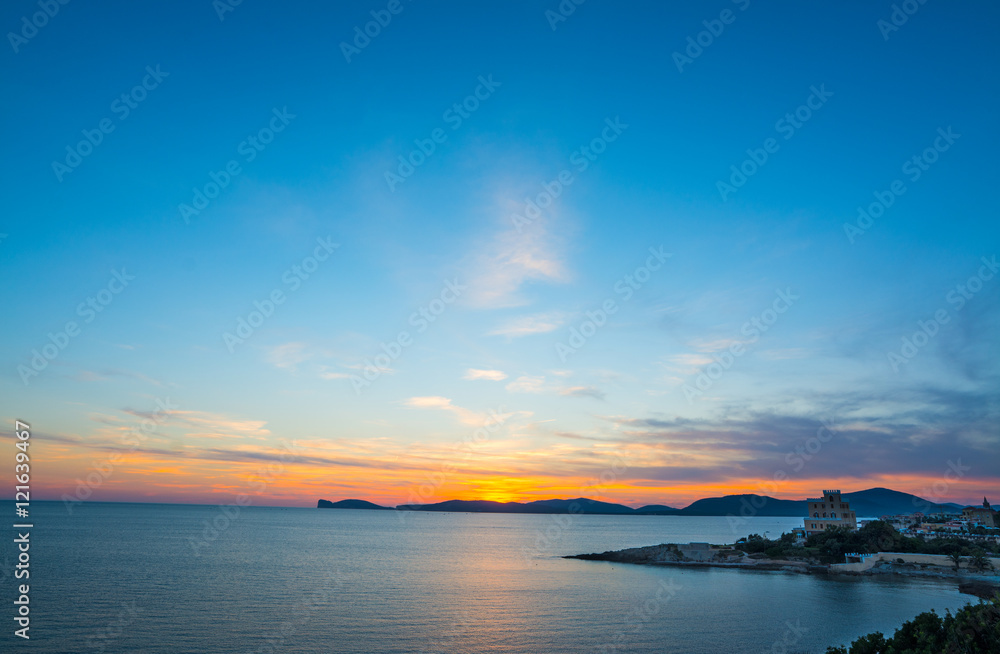 clear sky over Alghero at sunset