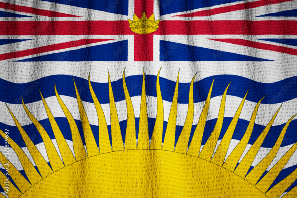 Closeup of Ruffled British Columbia Flag, British Columbia Flag Stock ...