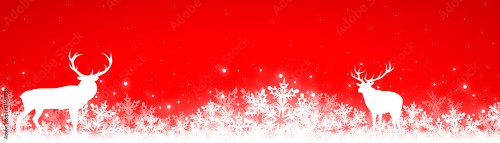 Christmas banner with snowflakes and reindeers Christmas banner with snowflakes and reindeers