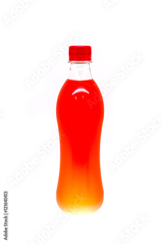 Obraz na płótnie Plastic drinking water bottles, drink red light from the bottle. w salonie