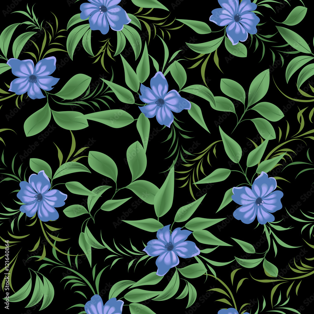 Seamless pattern with blue flowers. Seamless pattern with blue flowers.