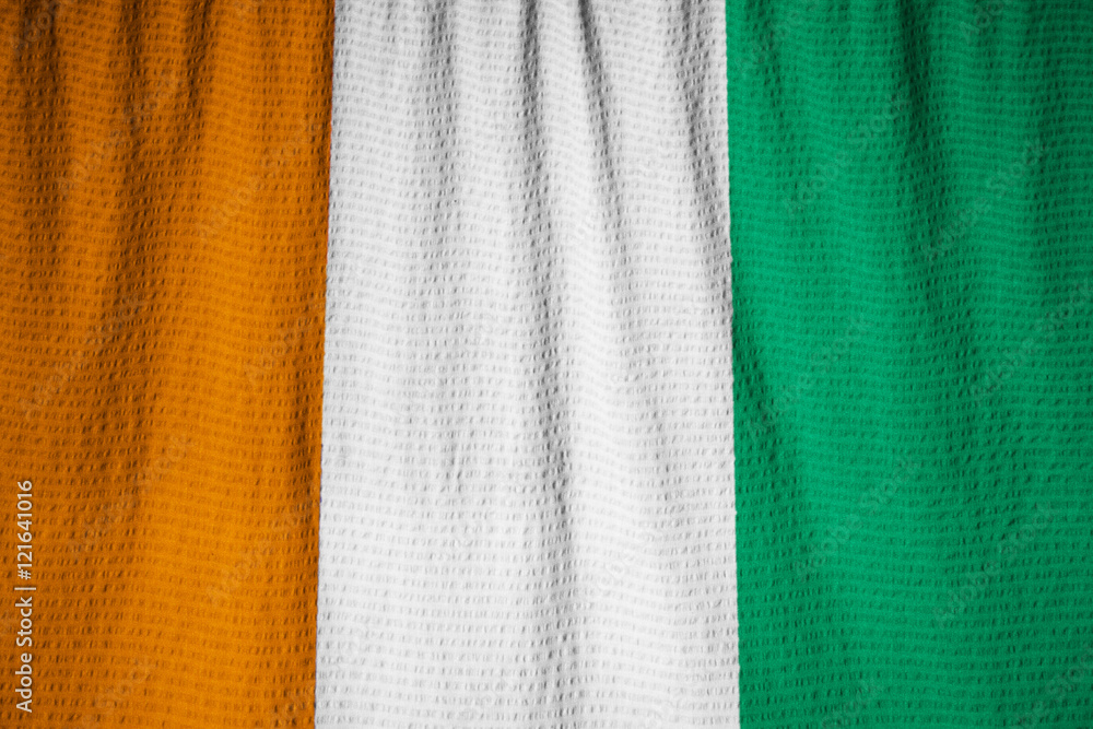 Closeup of Ruffled Cote d Ivoire Flag, Cote d Ivoire Flag Blowin Closeup of Ruffled Cote d Ivoire Flag, Cote d Ivoire Flag Blowin