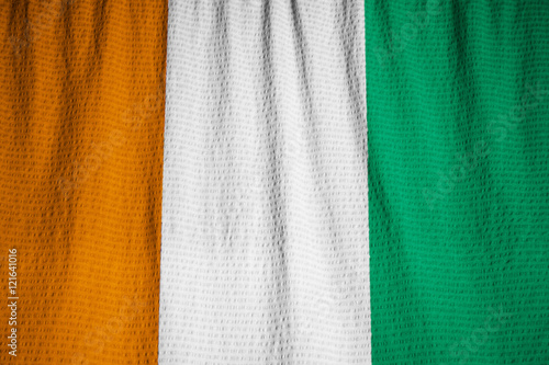 Closeup of Ruffled Cote d Ivoire Flag, Cote d Ivoire Flag Blowin photo