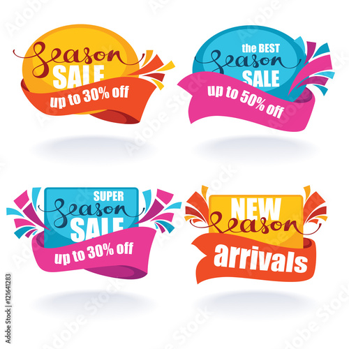 vector collection of bright season discount tags, banners and st