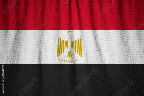 Closeup of Ruffled Egypt Flag, Egypt Flag Blowing in Wind