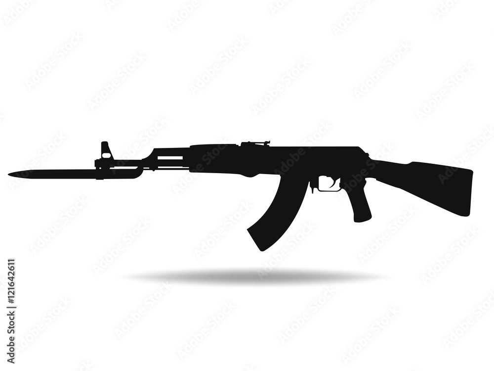 AK47 icon .Machine gun black silhouette. Vector illustration AK47 icon .Machine gun black silhouette. Vector illustration