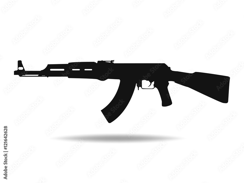 AK47 icon .Machine gun black silhouette. Vector illustration AK47 icon .Machine gun black silhouette. Vector illustration