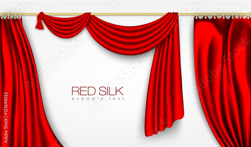 silk curtains red colors isolated