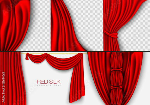 silk curtains red colors isolated