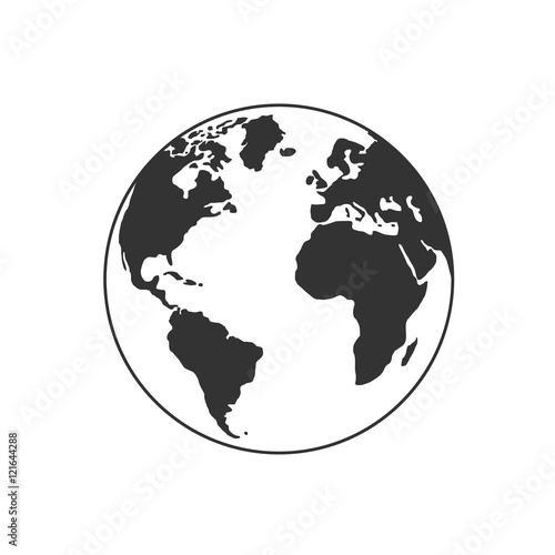 Vector globe icon of the world