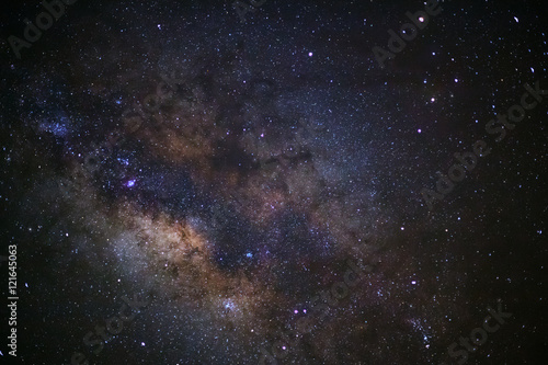 Milky Way galaxy  Long exposure photograph  with grain.
