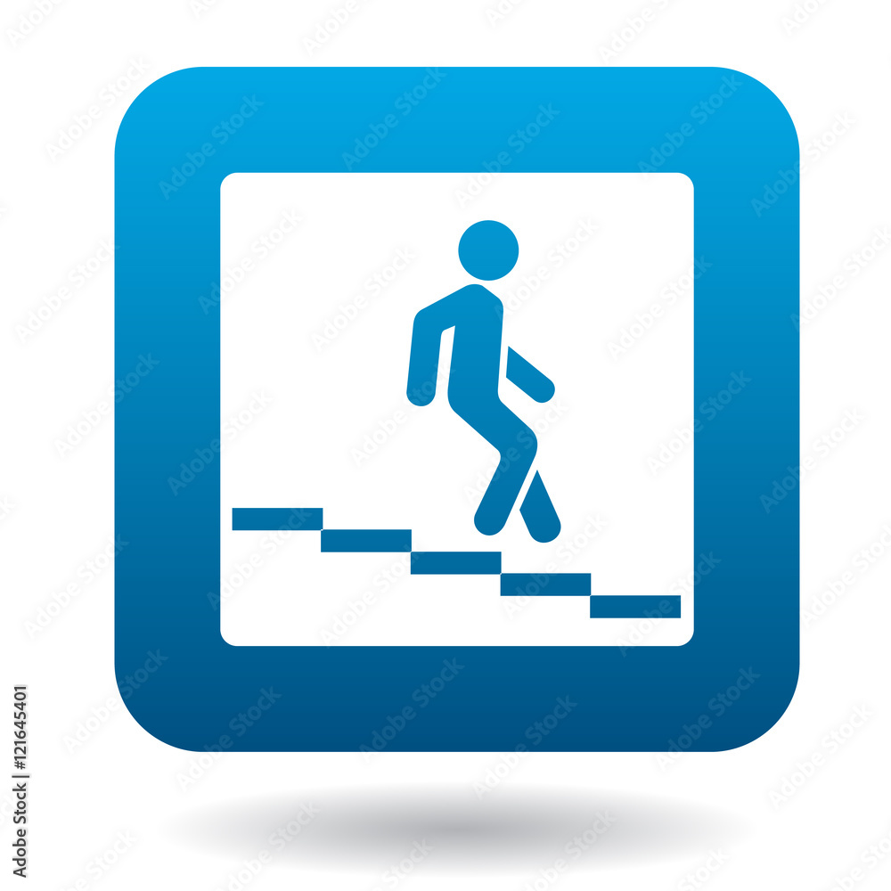Sign escalator icon in simple style in blue square. Rules of the road symbol Sign escalator icon in simple style in blue square. Rules of the road symbol