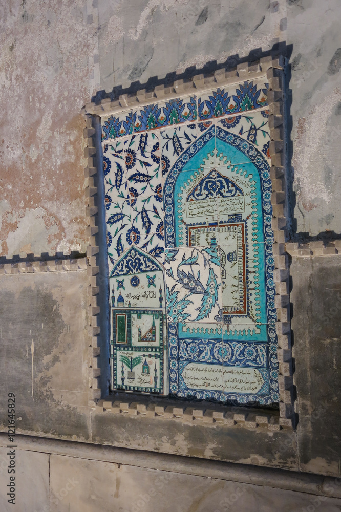 Mosaic in Hagia Sophia interior at Istanbul Turkey