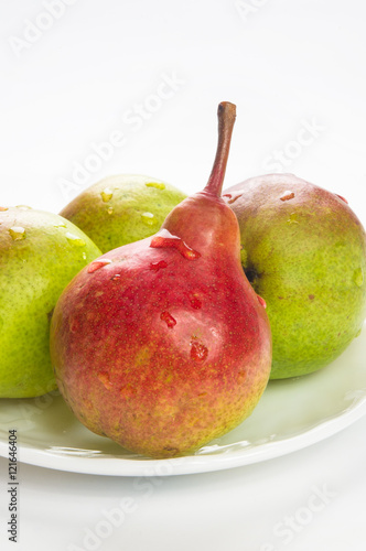 colorful pears in the dish