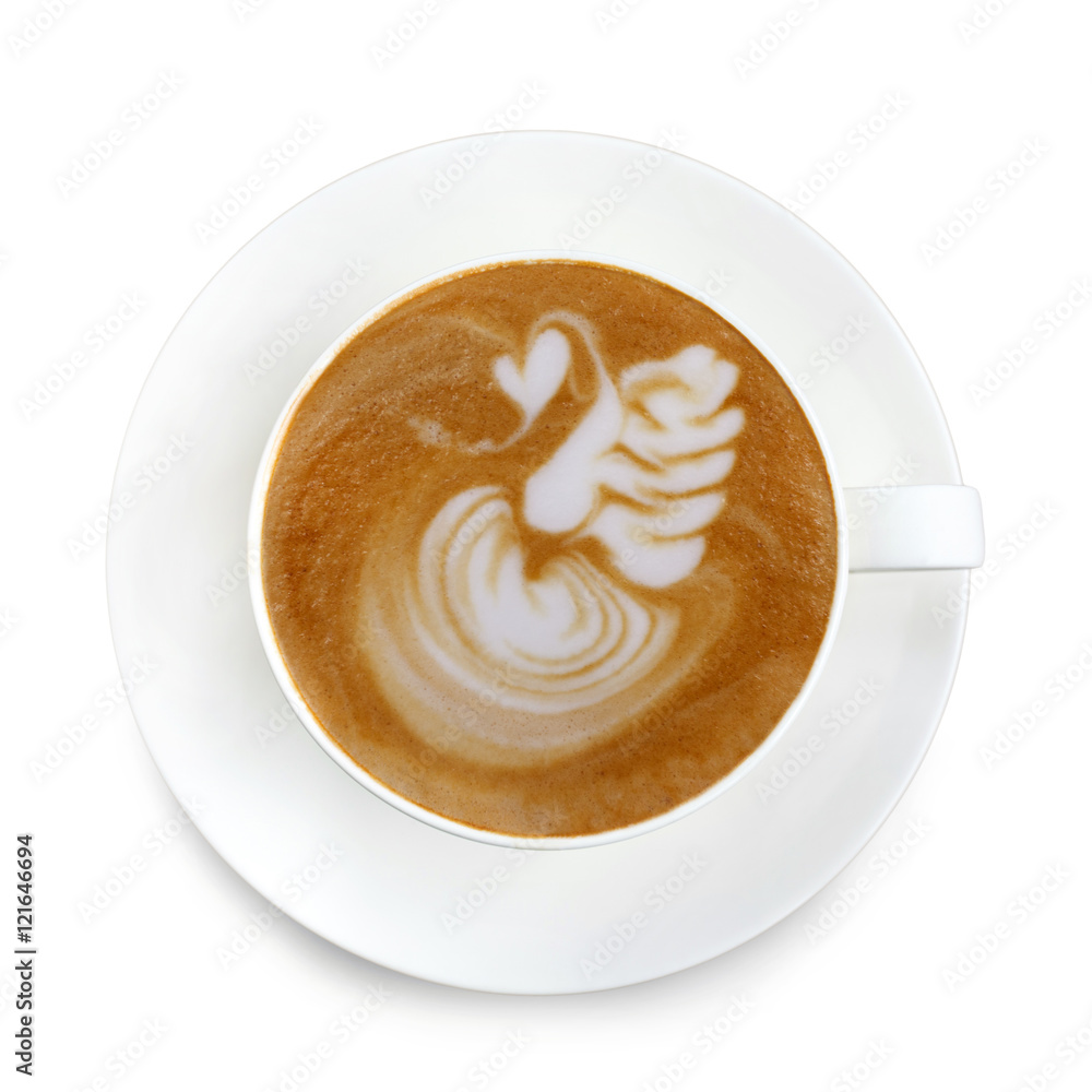 Top view latte art coffee Top view latte art coffee