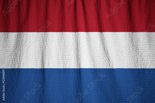 Photography Closeup of Ruffled Netherlands Flag, Netherlands Flag Blowing in