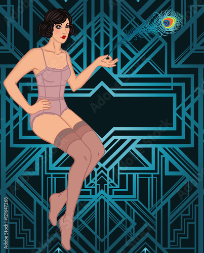 Flapper girl: Retro party invitation design template