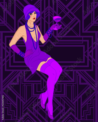 Flapper girl: Retro party invitation design template