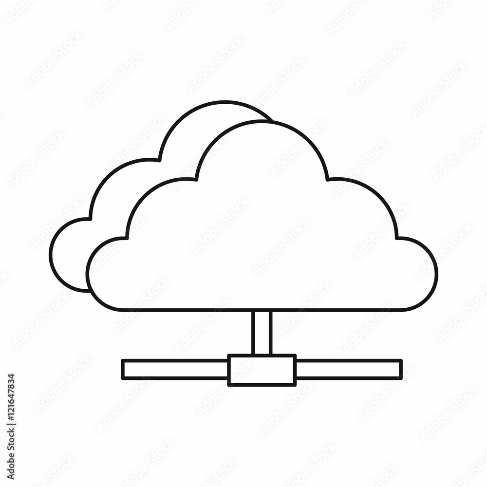 Cloud network connection icon in outline style on a white background Cloud network connection icon in outline style on a white background