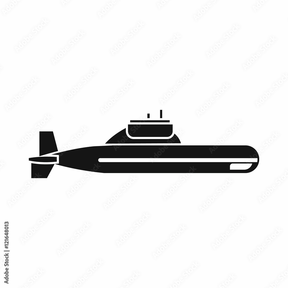 Submarine icon in simple style isolated on white background. Military transport symbol