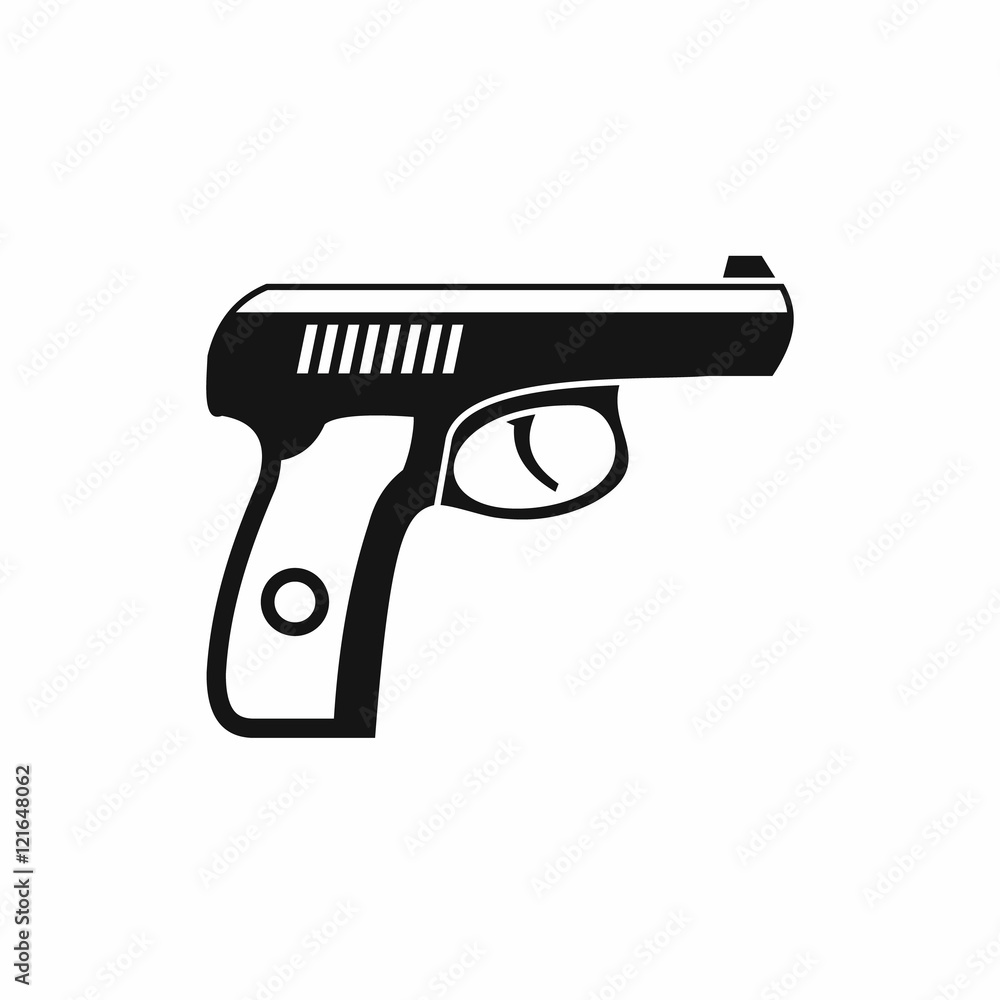 Gun icon in simple style isolated on white background. Weapons symbol