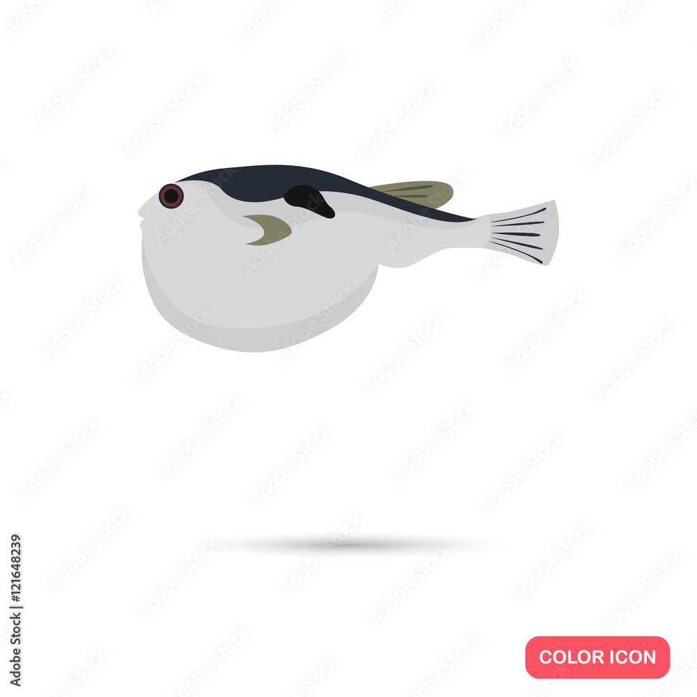 Fototapeta premium Japan fugu fisg color flat icon