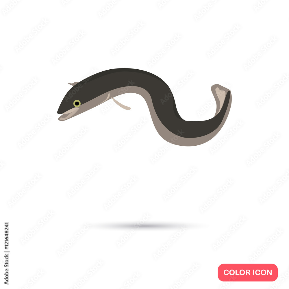 Eel fish color flat icon Stock Vector | Adobe Stock