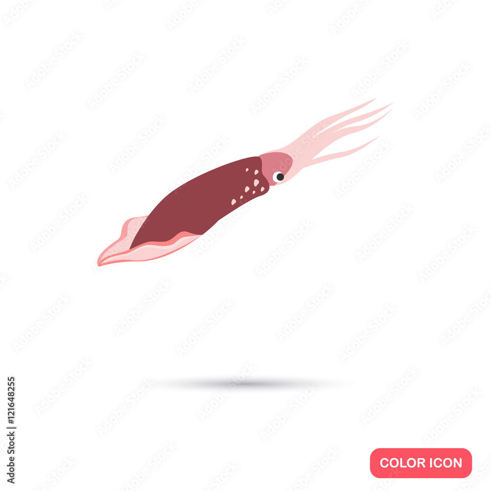 Squid color flat icon Squid color flat icon