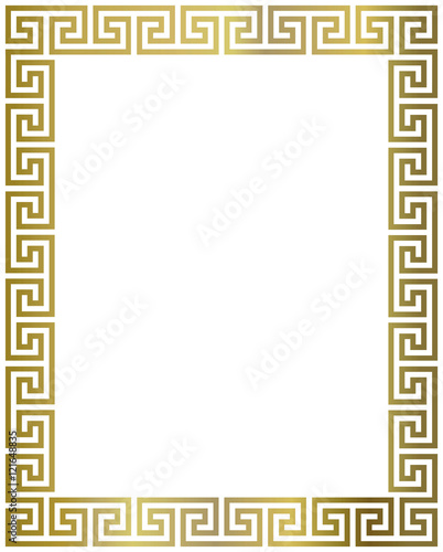 Cadre déco méandres grecs. Gold fond blanc 