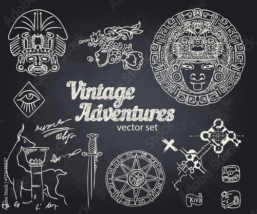Fotografie Vintage Adventures: vector set.