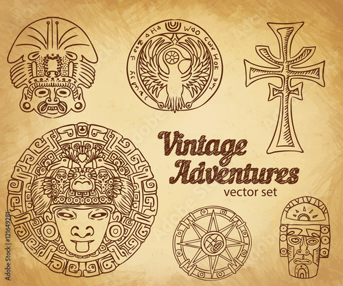 Obraz na plátně Vintage Adventures: vector set.
