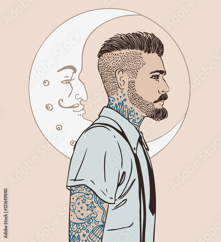 Portrait of stylish fashion bearded man