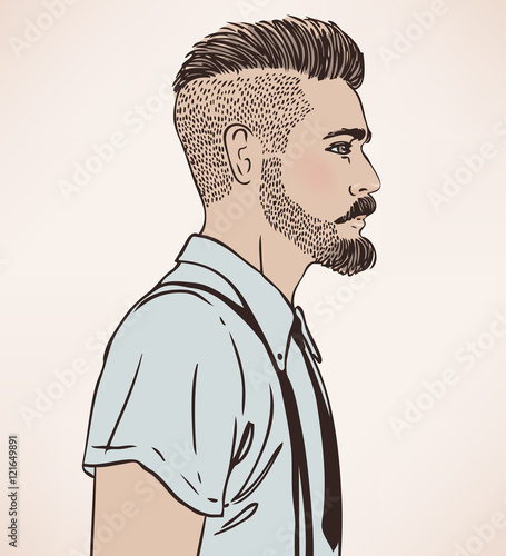 Portrait of stylish fashion bearded man
