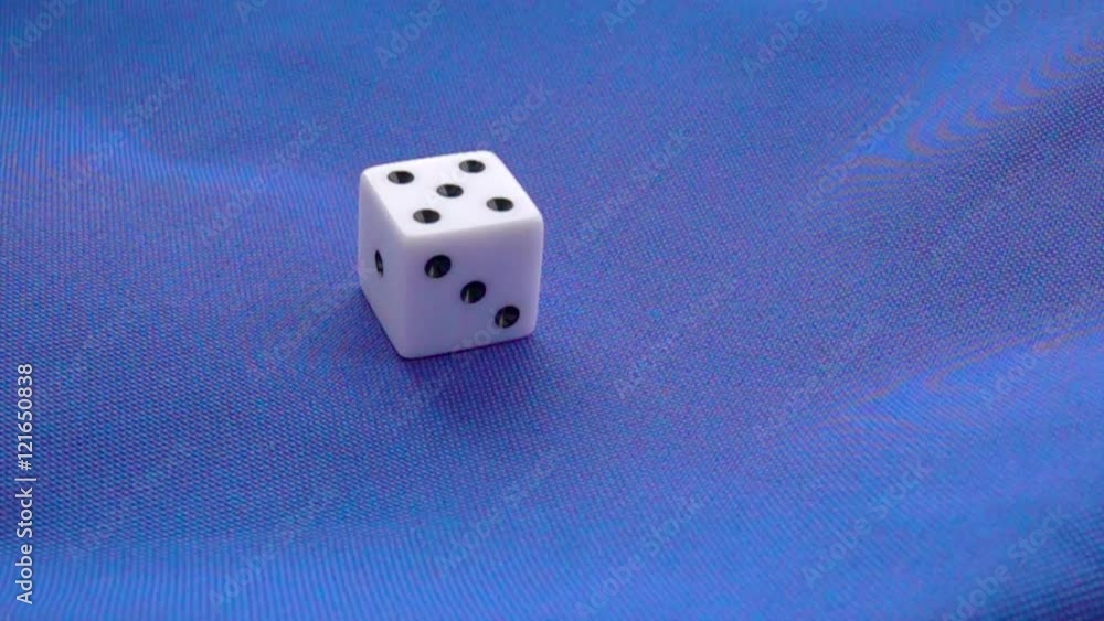 Moving dice on blue background. Concept film clip of chance, gambling and leisure game. Moving dice on blue background. Concept film clip of chance, gambling and leisure game.