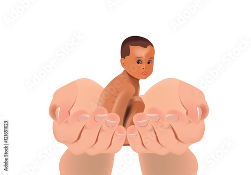 bambino di colore accovacciato